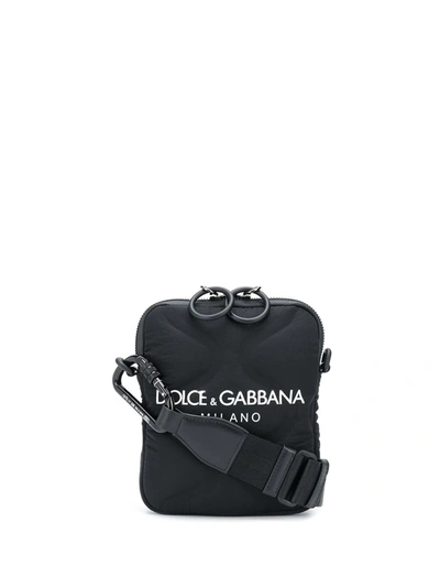 Dolce & Gabbana Nylon Palermo Tecnico Messenger Bag With Logo Print In Black