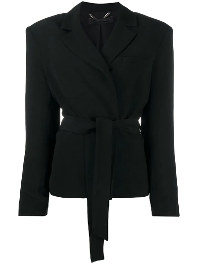 Federica Tosi Belted Shoulder-padded Blazer In Black