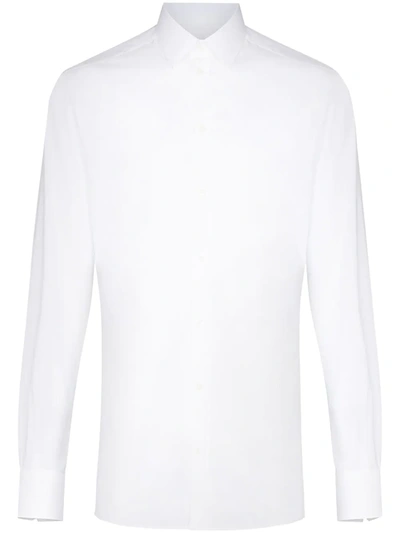 Dolce & Gabbana Dg Striped Jacquard Cotton Poplin Shirt In White