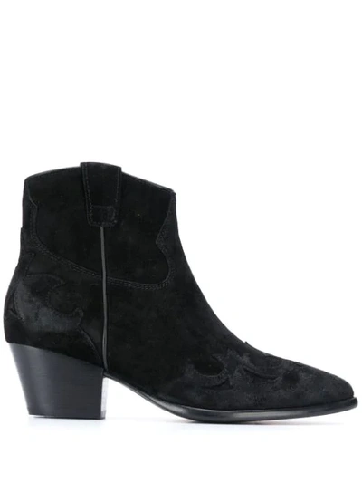 Ash Harlow Suede Ankle Boots In Black