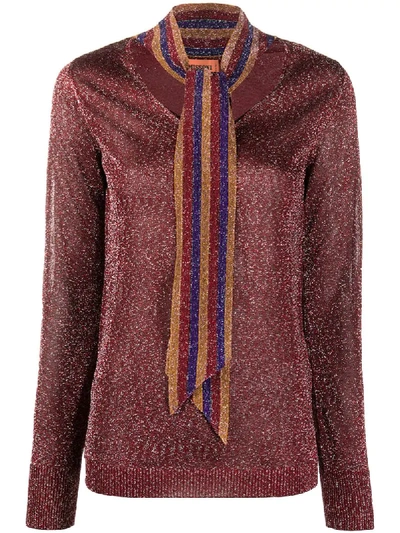 Missoni Tie Detail Knitted Top In Red