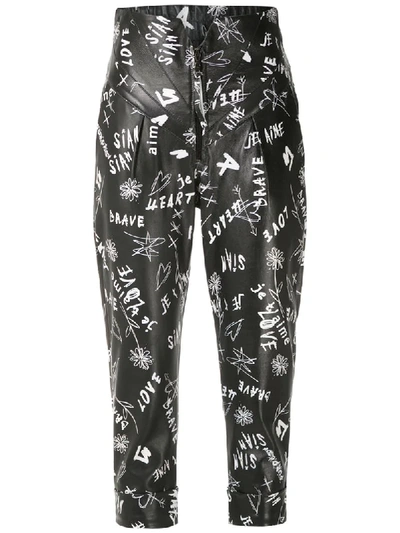 Andrea Bogosian Leather Printed Rei Trousers In Black
