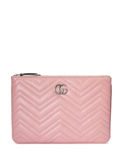 Gucci Gg Marmont 手拿包 In Pink
