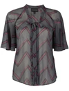 Emporio Armani Tie-front Zigzag Blouse In Grey