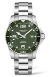 Longines Hydroconquest Automatic Bracelet Watch, 41mm In Green/ Silver