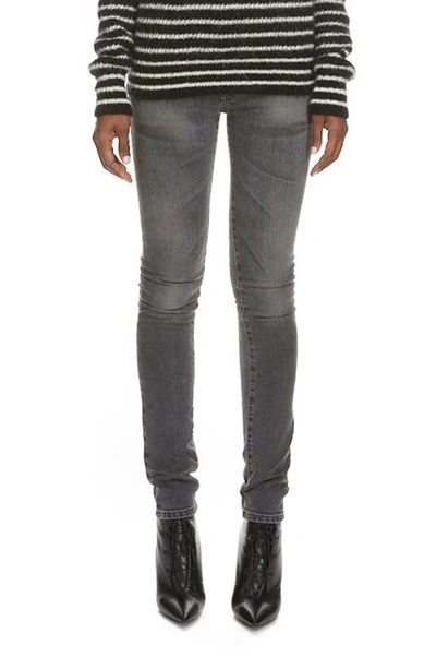 Saint Laurent High Waist Skinny Jeans In Grey