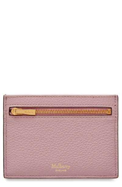 Mulberry Zipped Leather Card Case In Powder Pink
