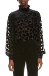 SAINT LAURENT VELVET HEART BURNOUT BLOUSE,634796Y5B11