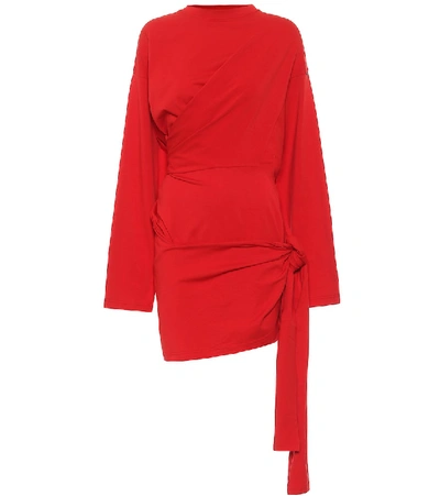 Balenciaga Tab Stretch-cotton Minidress In Red