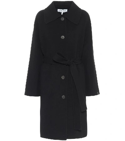 Loewe Wool Cashmere Blend Coat In Black