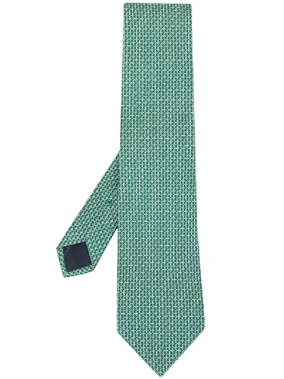 Ferragamo Krawatte Mit Gancini-print In Green