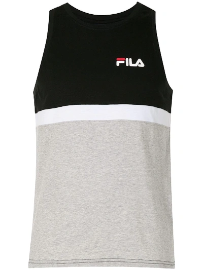 Fila Logo Colour-block Tank Top In Black