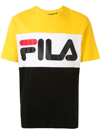 Fila Logo Colour-block T-shirt In Yellow