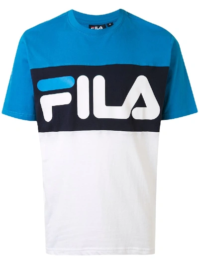 Fila Logo Colour-block T-shirt In Blue