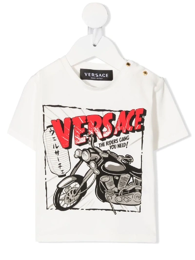 Young Versace Babies' Graphic-print Crew Neck T-shirt In White