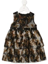 YOUNG VERSACE PLEATED BAROQUE-PATTERN PRINT DRESS