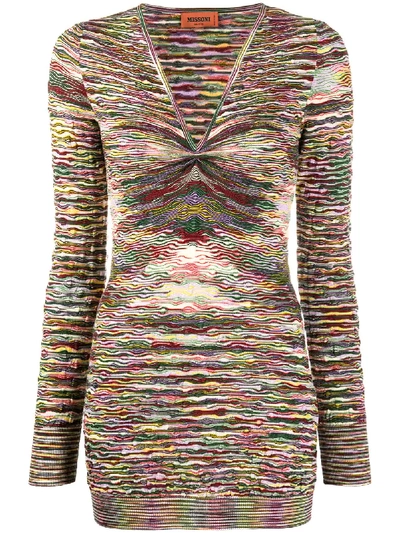 Missoni Knitted V-neck Top In Yellow