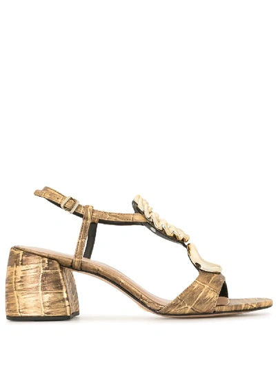 Vicenza Metallic Block-heel Sandals In Gold
