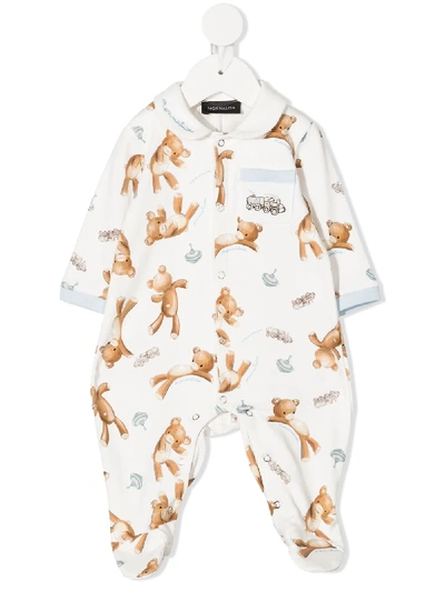 Monnalisa Babies' Teddy One Pocket Pyjama In White