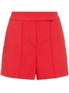 Alice And Olivia Dylan High Waist Tab Pintuck Shorts In Red