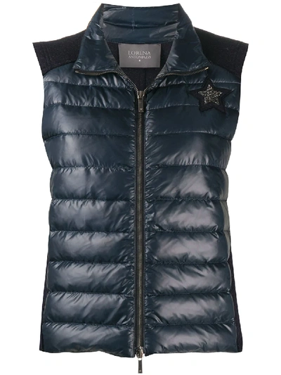 Lorena Antoniazzi Star Patch Padded Gillet In Blue