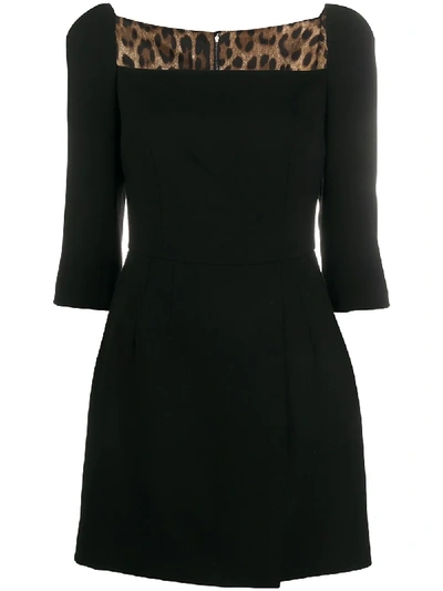 Dolce & Gabbana Virgin Wool Crepe Mini Dress In Black