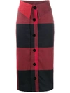 Moschino Check Print Midi Skirt In Red