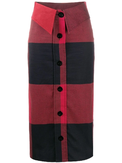 MOSCHINO CHECK PRINT MIDI SKIRT