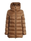 Moncler Ange Detachable Double-layer Down Coat In Light Brown