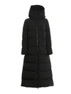 Moncler Goelo Long Matte Nylon Puffer Jacket In Black