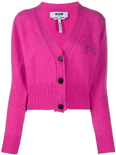 Msgm V-neck Buttoned Cardigan In Pink