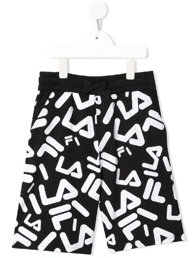 Fila Kids' Logo-print Shorts In Black