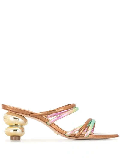 Vicenza Metallic-effect Mule Sandals In Brown