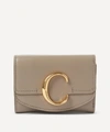 Chloé Chloe Grey Small Chloe C Trifold Wallet In 23w Mottygr