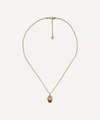 GUCCI GOLD CHROME DIOPSIDE AND DIAMOND LION HEAD PENDANT NECKLACE,000711084