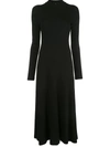 Rosetta Getty Long Sleeve Zip-up Turtleneck Dress In Black