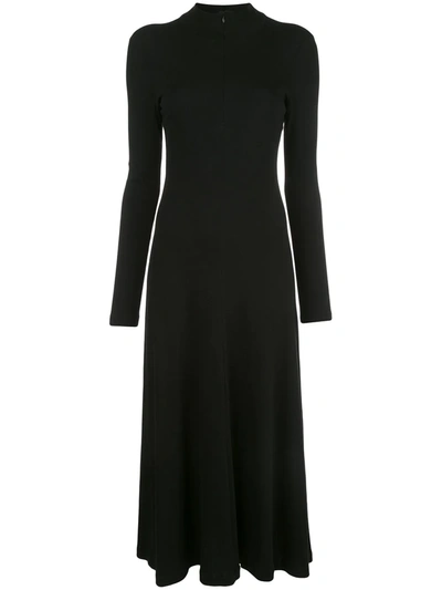 Rosetta Getty Long Sleeve Zip-up Turtleneck Dress In Black