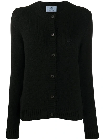 Prada Buttoned Cashmere Cardigan In Black