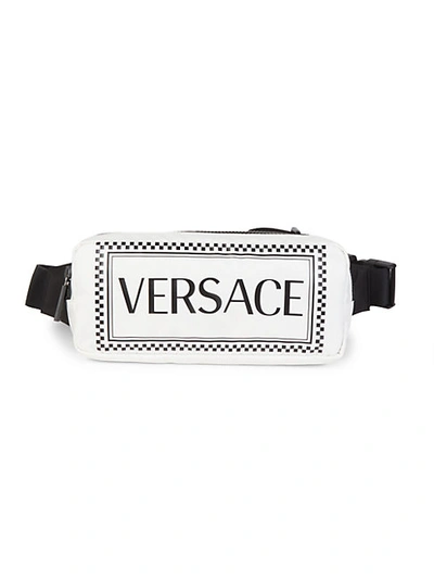 Versace Marquee Logo Belt Bag In White Black