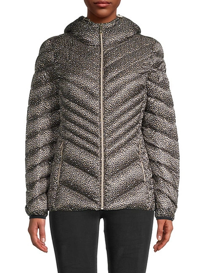 Michael Michael Kors Chevron-quilted Down-fill Jacket In Dark Navy