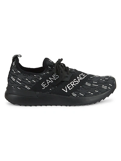 Versace Flyknit Athletic Sneakers In Nero