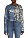 Cynthia Rowley Cali York Floral Cotton Cropped Sweatshirt In Floral Multi