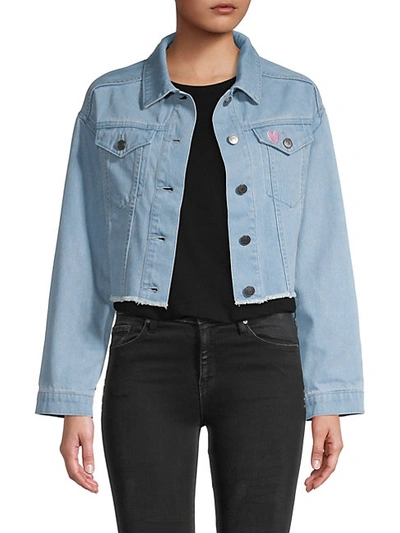 Cupcakes And Cashmere Women's Lany Crop Denim Jacket In Soft Blue