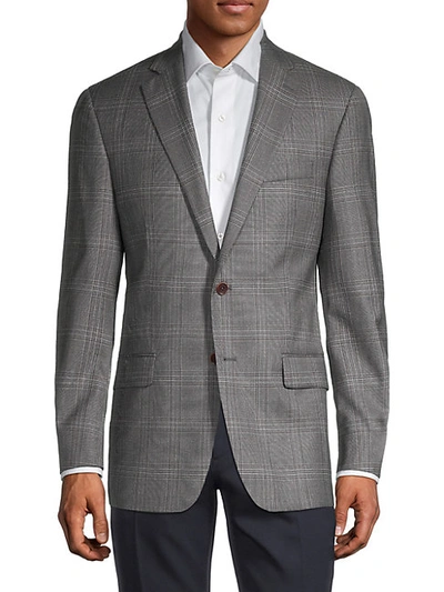 Hart Schaffner Marx Men's Windowpane Check Wool Jacket In Medium Grey