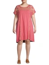JOHNNY WAS PLUS RIANNE FLORAL EMBROIDERED SHIFT DRESS,0400012866679