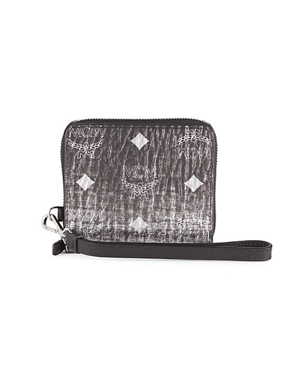 Mcm Mini Bi-fold Leather Wallet In Silver