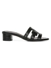Sam Edelman Illie Croc-embossed Leather Block-heel Slides In Black