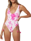 Dolce Vita Tie-dyed Lace-up One-piece Swimsuit In Magenta