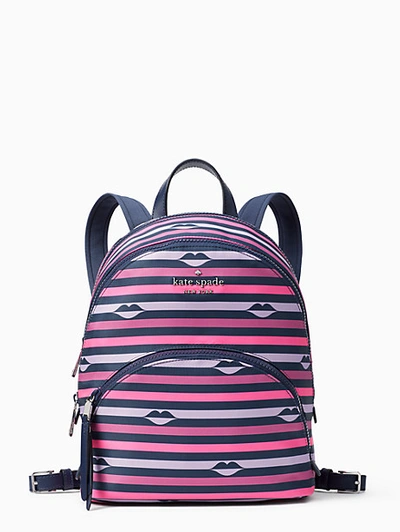 Kate Spade Karissa Nylon Lip Print Medium Backpack In Pink Multi