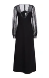 VALENTINO Lace-Detailed Wool-Silk Maxi Dress,804261